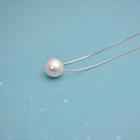 NEW 925 Sterling Silver Simple Pearl Necklace - Picture 5 of 8